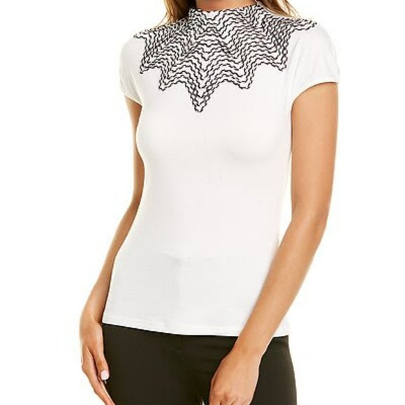 BNWT Gracia Ribbon Rope Detail Top White / Web Shirt - Picture 1 of 8